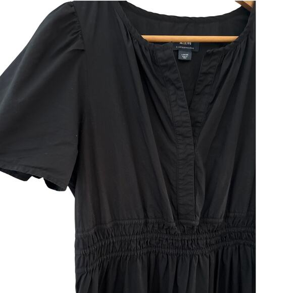 Anthropologie Maeve Poplin Cotton Somerset Maxi Dress Black Size Large - Picture 6 of 11